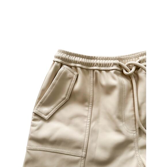 Jonathan Simkhai Noah Vanilla Cream Leather High Rise Vegan Leather Shorts L - Picture 4 of 9